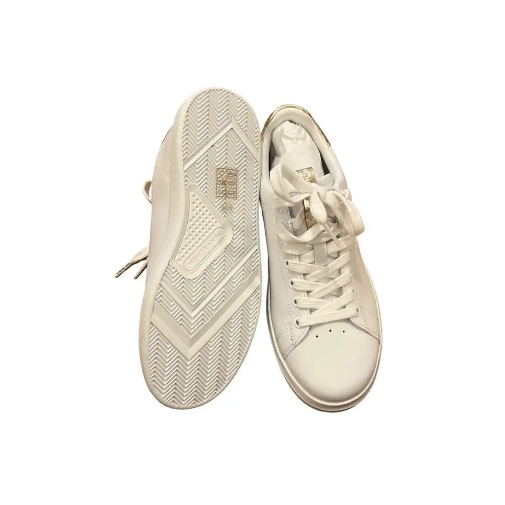 Tory Burch Howell Court Sneaker White Gold Lace-Up Low Top Women's